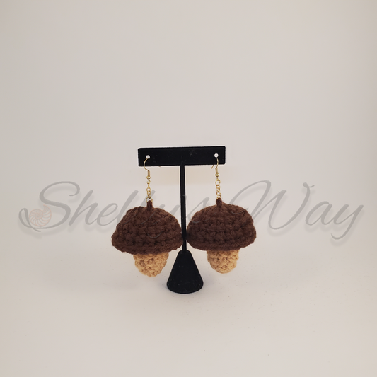 Brown Mushroom Earrings